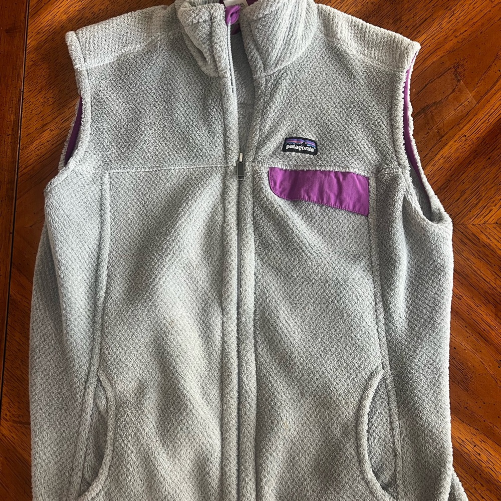Patagonia Gray and Purple Fleece Vest